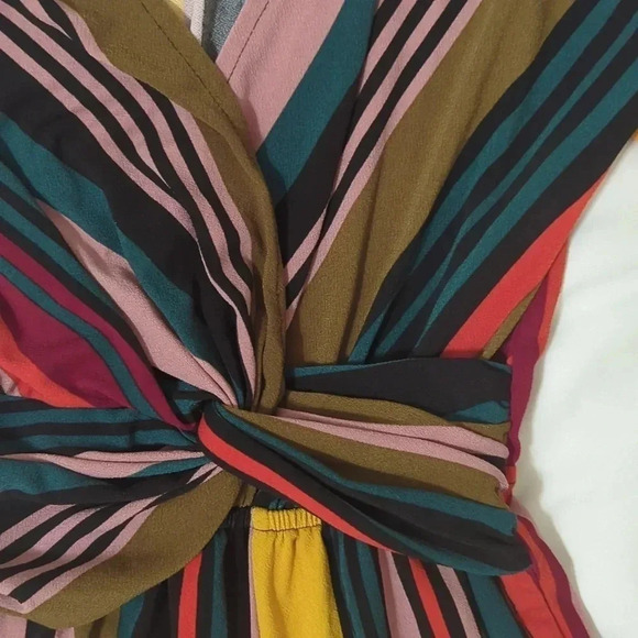 Express Stripped Short Sleeve Twist Front Jumpsuit, Color Multicolor Size XS - Picture 6 of 14